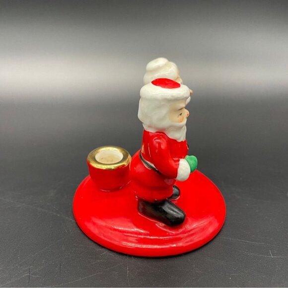 Vintage Kreiss Christmas Santa Mrs Claus Candlestick Holder Japan Ceramic - Picture 4 of 9